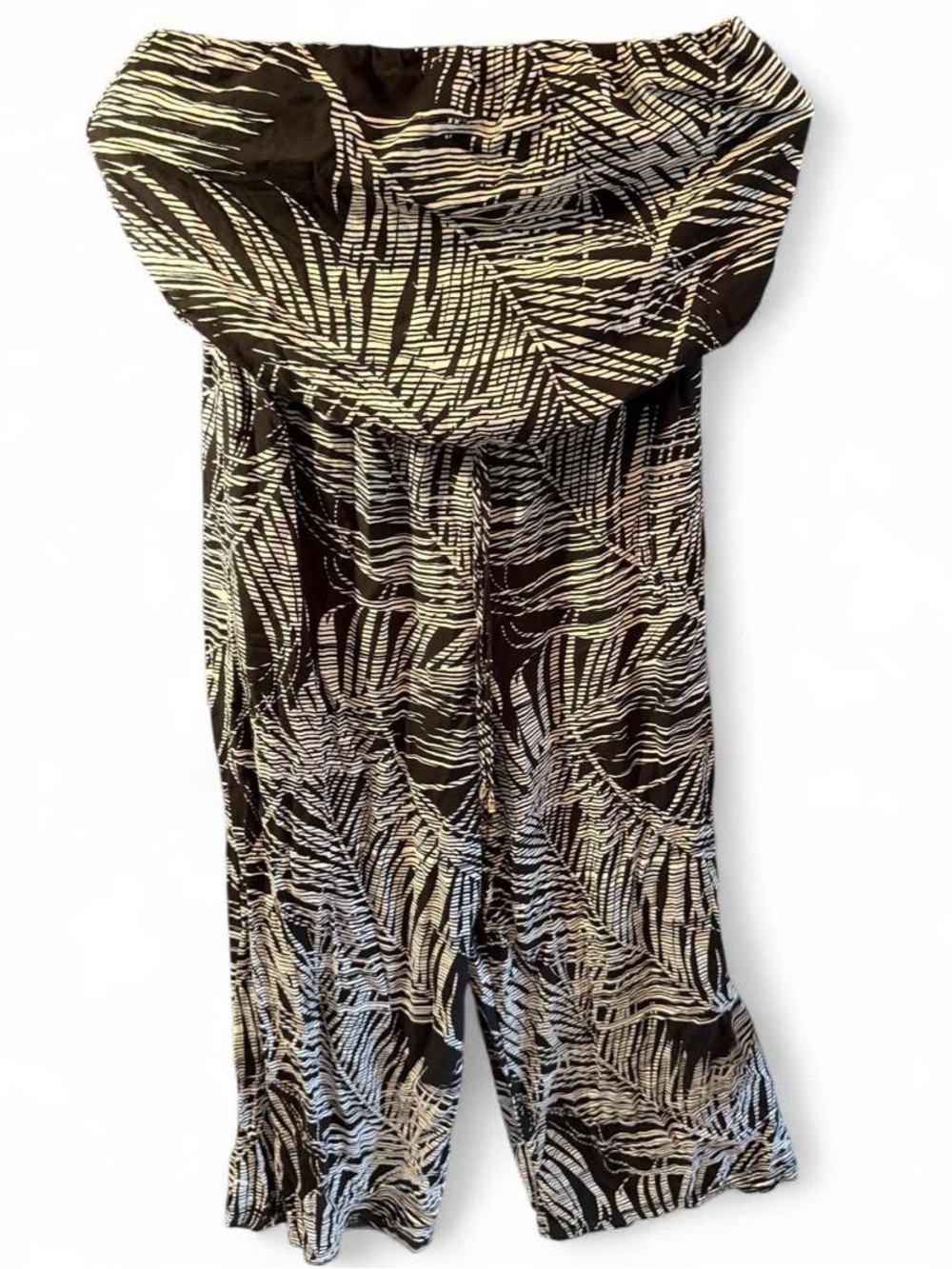 Black & Cream Striped Strappless Romper